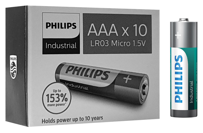 PHILIPS Industrial αλκαλικές μπαταρίες LR03I10C/10