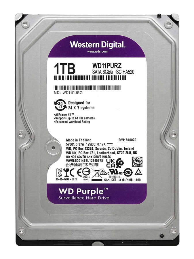 WD σκληρός δίσκος 3.5" Purple Surveillance 1TB